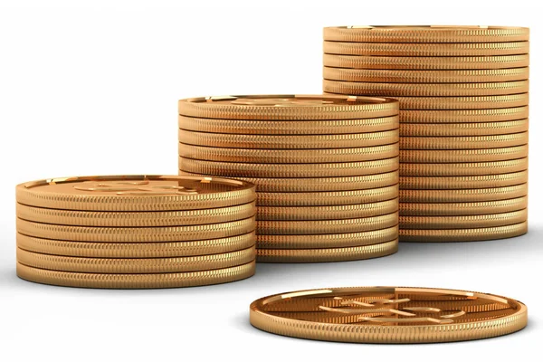 3D vykreslování zlatých mincí s dolarem — Stock fotografie