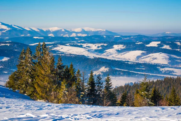 Gyönyörű lenyűgöző panoráma a sípálya — Stock Fotó