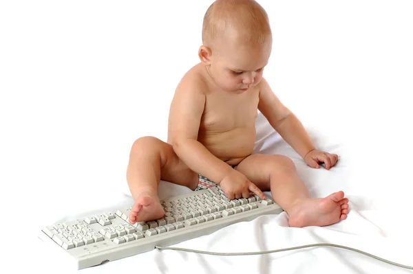 Enfant En Bas Age Bebe Garcon Tout Petit Tapant Clavier D Ordinateur Image Libre De Droit Par Dml5050 C