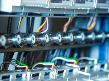 Birbirine bağlı sayısız yuvarlak metal prizler