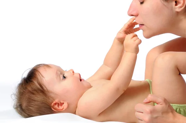 Loving mother plays with child — Stock Photo, Image