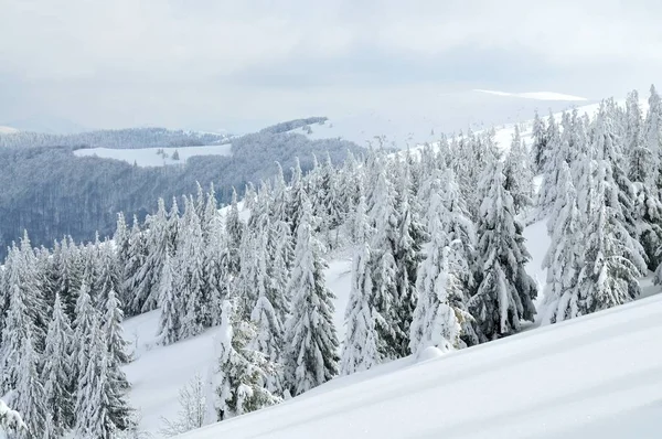 Bela encosta pitoresca de inverno com funiculares — Fotografia de Stock