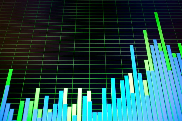 stock image Bright colorful waveforms and spectograms on computer screen