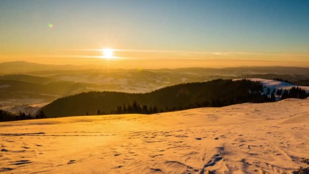 Χειμερινή Ώρα Λήξη Καρπάθια Βουνά Timelapse Φωτογραφήθηκε Nikon D800 Κάμερα — Αρχείο Βίντεο
