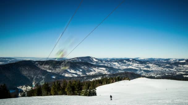 Skilift Skisportssted Solrige Karpatiske Bjerge Tid Bortfalder – Stock-video