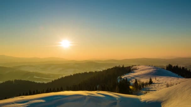 Temps Coucher Soleil Dans Montagne Hiver — Video