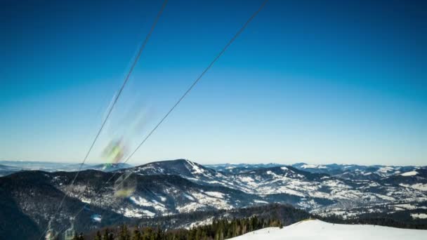 Skilift Skigebiet Sonnigen Karpaten Zeitraffer — Stockvideo