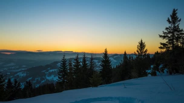 Heart Snow Sunrise Winter Mountain — Stock Video