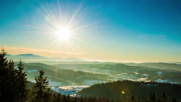 Desfasamento Tempo Inverno Nas Montanhas Carpatian Timelapse Fotografado Câmera Nikon — Vídeo de Stock