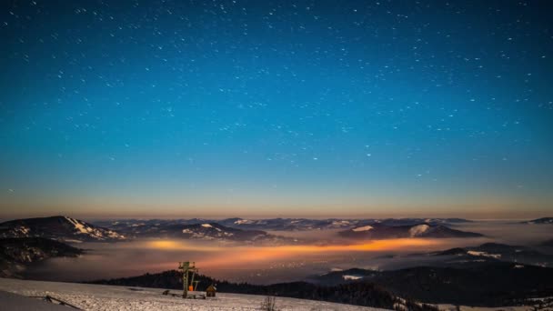 Starry Ουρανό Time Lapse Καρπάθια Βουνά Timelapse Φωτογραφήθηκε Nikon D800 — Αρχείο Βίντεο