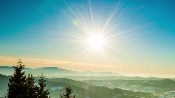 Lapso Tiempo Invierno Las Montañas Carpatian Timelapse Fotografiado Cámara Nikon — Vídeos de Stock