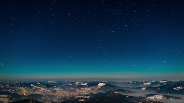 Starry Sky Tid Förfaller Carpatian Berg Timelapse Fotograferad Nikon D800 — Stockvideo