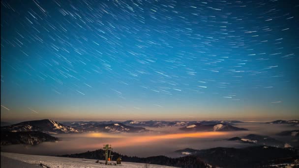 用Nikon D800相机拍摄的喀尔巴阡山脉星空逝去的时间 — 图库视频影像
