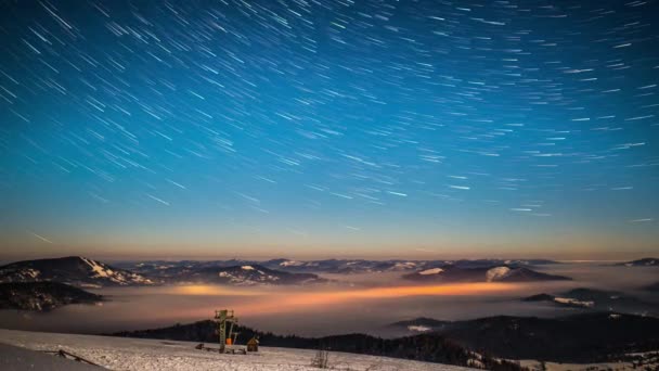 Carpatian Dağlarında Yıldızlı Gökyüzü Zaman Atlaması Zaman Ayarlı Nikon D800 — Stok video