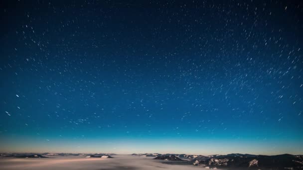 Bintang Waktu Selang Langit Pegunungan Carpatian Timelapse Difoto Pada Kamera — Stok Video