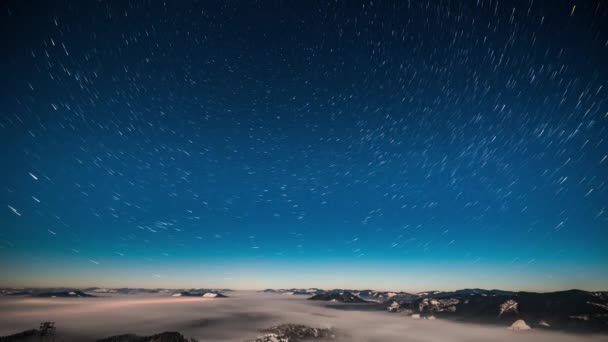 Céu Estrelado Lapso Tempo Nas Montanhas Carpatian Timelapse Fotografado Câmera — Vídeo de Stock