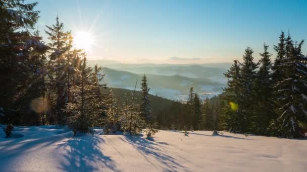 Sundown Tid Förfaller Vinter Berg — Stockvideo