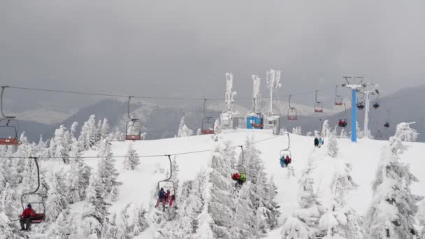 Fliegen Über Winterliches Holz Himmellift Aufnahmen Karpatischen Bergen Fotografiert Mit — Stockvideo