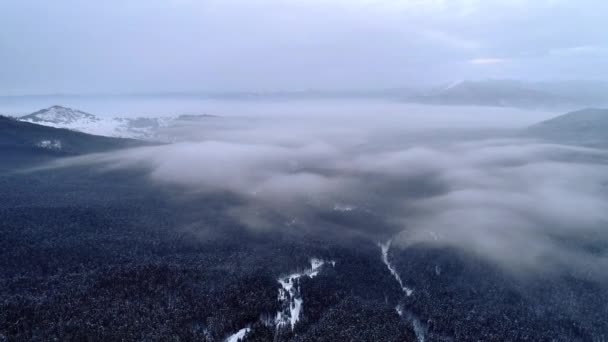 Güzel Dağ Günü Bulutlu Kış Topraklarında — Stok video