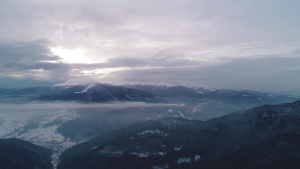 Winterkarpaten Natur Luftbild Echtzeit Uhd — Stockvideo