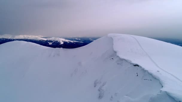Aerial View Sunrise Winter Mountain Stock Footage