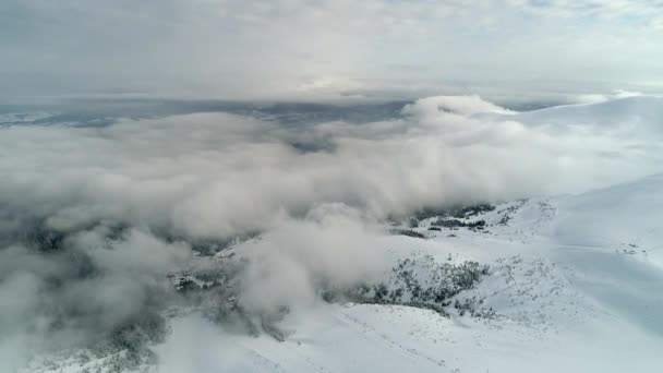 Vista Aérea Sunrise Winter Mountain — Vídeo de Stock