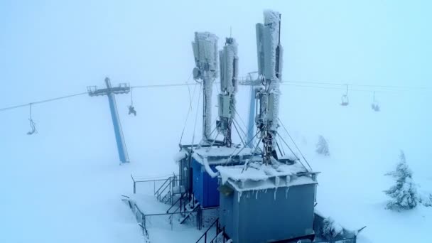 Mobilní Základna Obloha Výtah Drone Létat Karpatských Horách — Stock video