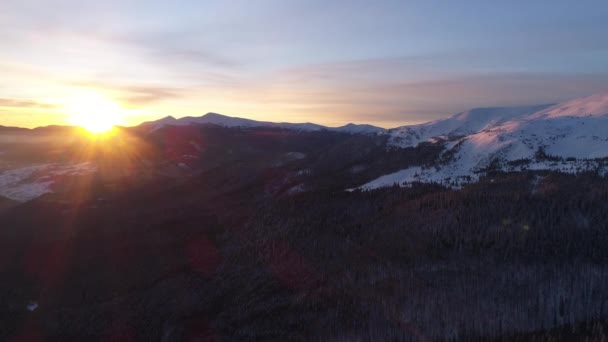 Carpatiens Hiver Nature Vue Aérienne Temps Réel Uhd — Video