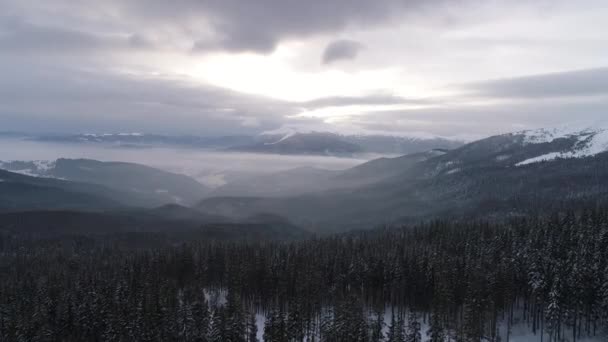 Vista Aérea Sunrise Winter Mountain — Vídeo de stock