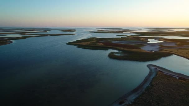 Isole Insolite Sul Lago Sivash Vista Dall Alto Macchina Fotografica — Video Stock