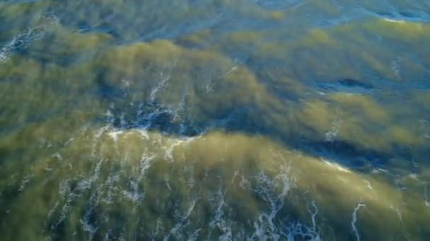 Ondas Vista Aérea Praia Areia Ondas Mar Bela Praia Vista — Vídeo de Stock