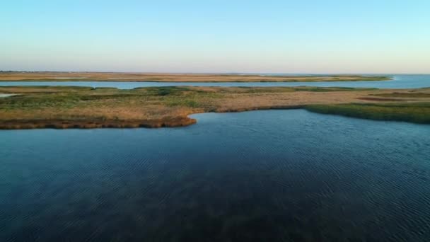 Unusual Islands Lake Sivash Top View Drone Camera — Stock Video