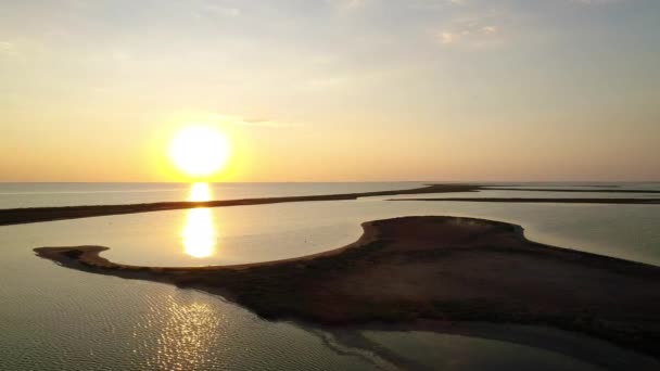 Îles Inhabituelles Sur Lac Sivash Vue Dessus Caméra Drone — Video