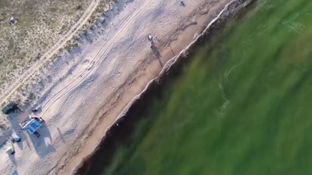 Ondas Vista Aérea Praia Areia Ondas Mar Bela Praia Vista — Vídeo de Stock