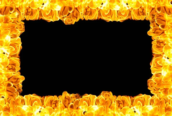 Quadro de fogo, fronteira feita de chamas — Fotografia de Stock