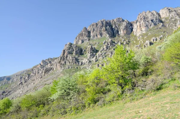 Вид на скалы с вершины горы — стоковое фото