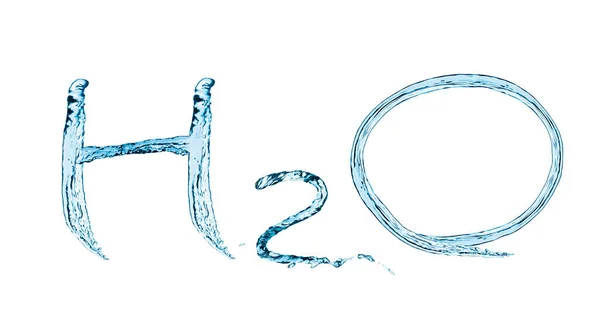 H2O inscription illustration with water splashes — Stock Photo, Image