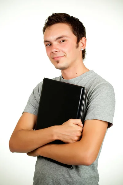 Porträt einer positiven hübschen jungen Studentin — Stockfoto