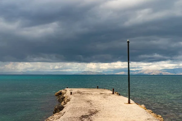 Blick Auf Die Leere Mole Ionischen Meer Griechenland Schöne Landschaft — Stockfoto