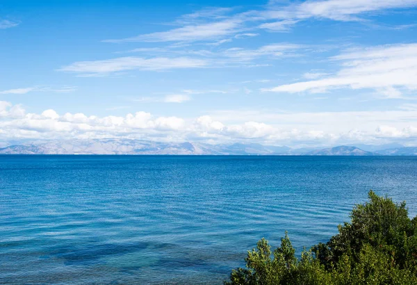 Meer Mit Booten Auf Der Insel Korfu Griechenland Schöne Landschaft — Stockfoto