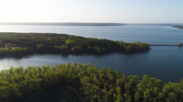Flying Beautiful Spring River Aerial Camera Shot Ukraine — Stock Video