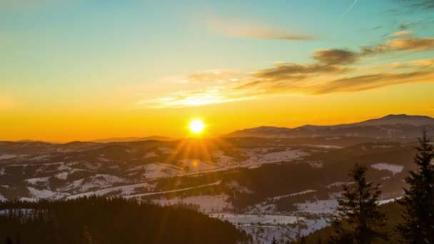 Winterland Schöne Flache Landschaft Mit Weiter Aussicht Uhd — Stockvideo
