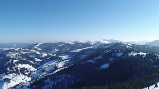 Vinter Carpatian Bergen Ski Resort Landskap Med Ett Fågelperspektiv Uhd — Stockvideo