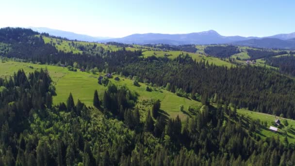 Pandangan Udara Dari Desa Yablunytsia Pegunungan Carpatian Lanskap Dengan Pemandangan — Stok Video