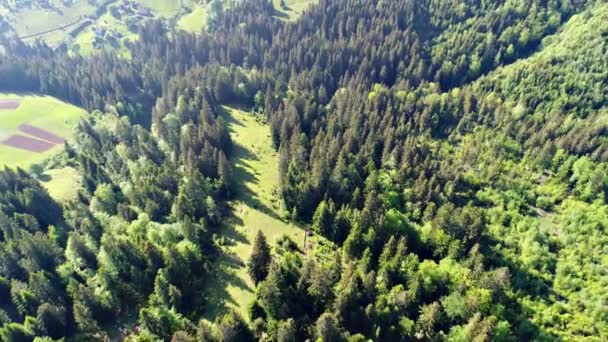 Flygfoto Över Byn Yablunytsia Carpatian Bergen Landskap Med Fågelperspektiv Drönare — Stockvideo