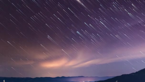 Starry Time Lapse Carpathian Mountains — Stock Video