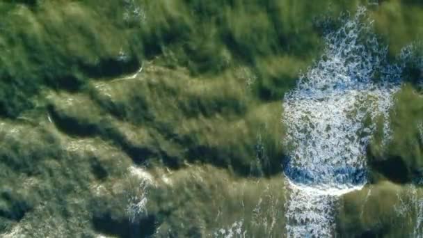 Wellen Aus Der Luft Sandstrand Meereswellen Schönen Strand Luftaufnahme Drohne — Stockvideo