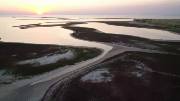 Islas Inusuales Lago Sivash Vista Superior Cámara Drones — Vídeos de Stock