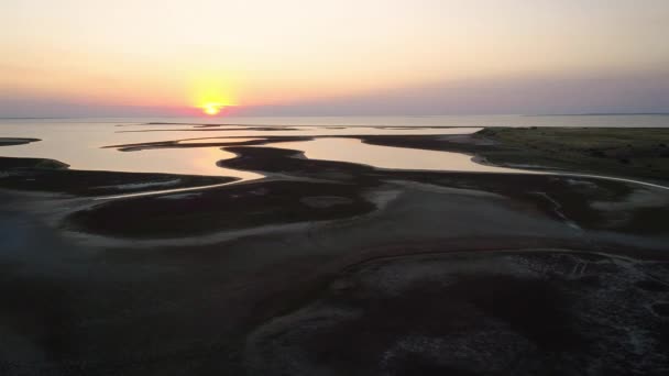 Îles Inhabituelles Sur Lac Sivash Vue Dessus Caméra Drone — Video