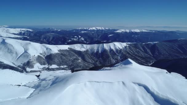 Bewitching View Majestic Snowdrifts Located Mountains Sunny Cloudless Winter Day — 비디오